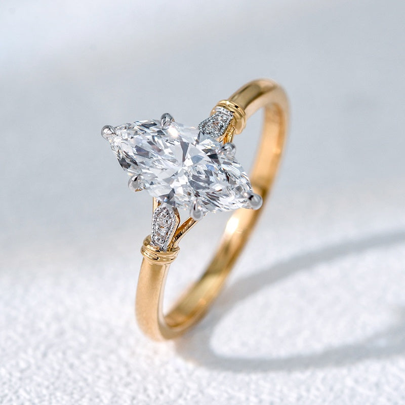 18K Gold Lab Grown Diamond CVD 1CT Marquise-Cut For Wedding Ring