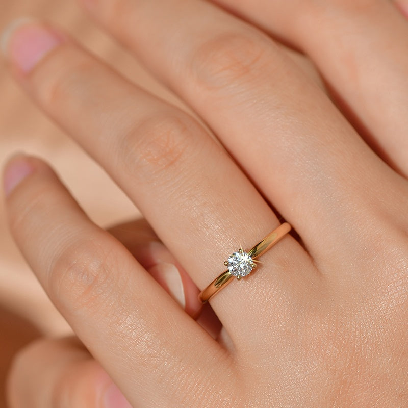 18k Gold Lab Grown Diamond CVD 0.5CT Round-Cut Ring