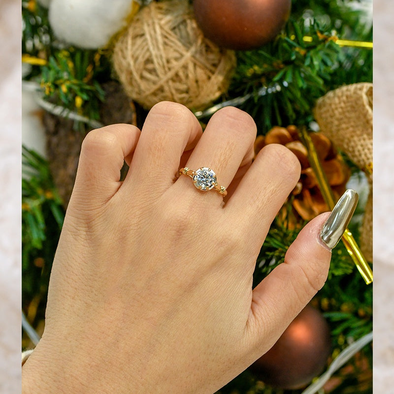18K Gold Lab Grown Diamond CVD 2CT Round European Court Retro Style Bezel Setting For Anniversary