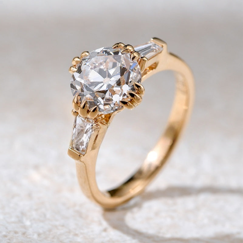 18K Gold Lab Grown Diamond CVD 2CT Round European Court Style Design For Anniversary
