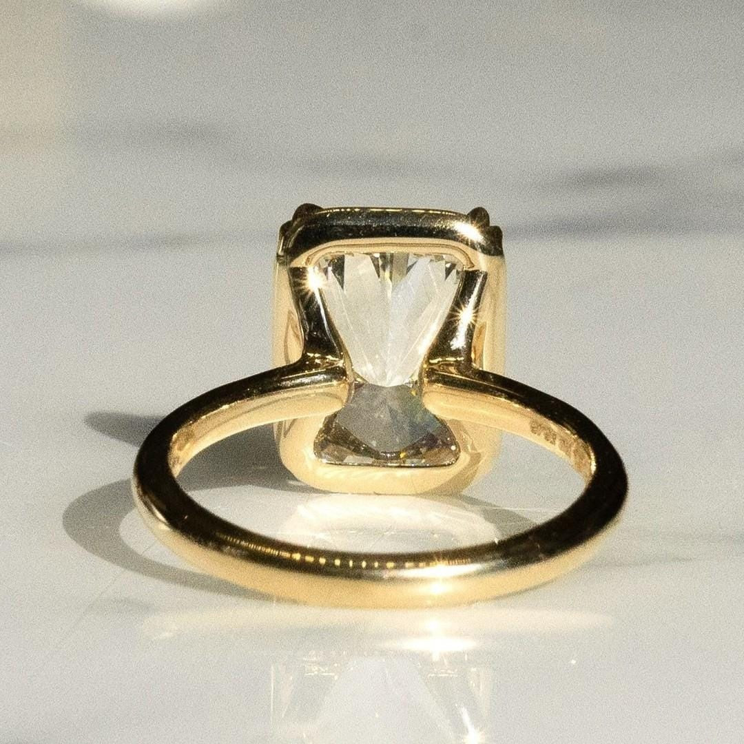 18K Gold Lab Grown Diamond CVD 3CT Radiant-Cut Eagle Claw Classic Ring