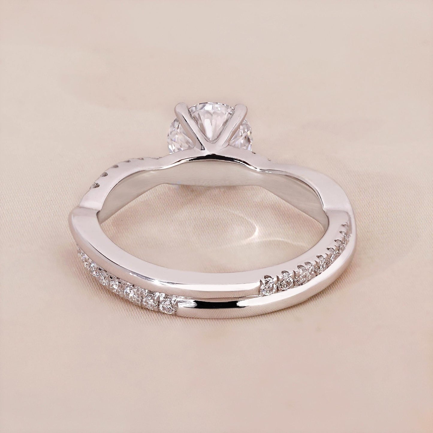 14K Gold Lab Grown Diamond CVD 2CT Round-Cut Twisted Pave Engagement Ring