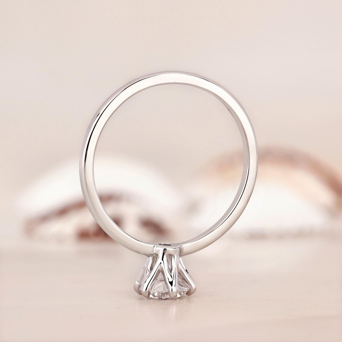 10K Gold Lab Grown Diamond CVD 2CT Round-Cut Six-Prong Solitaire Anniversary Ring