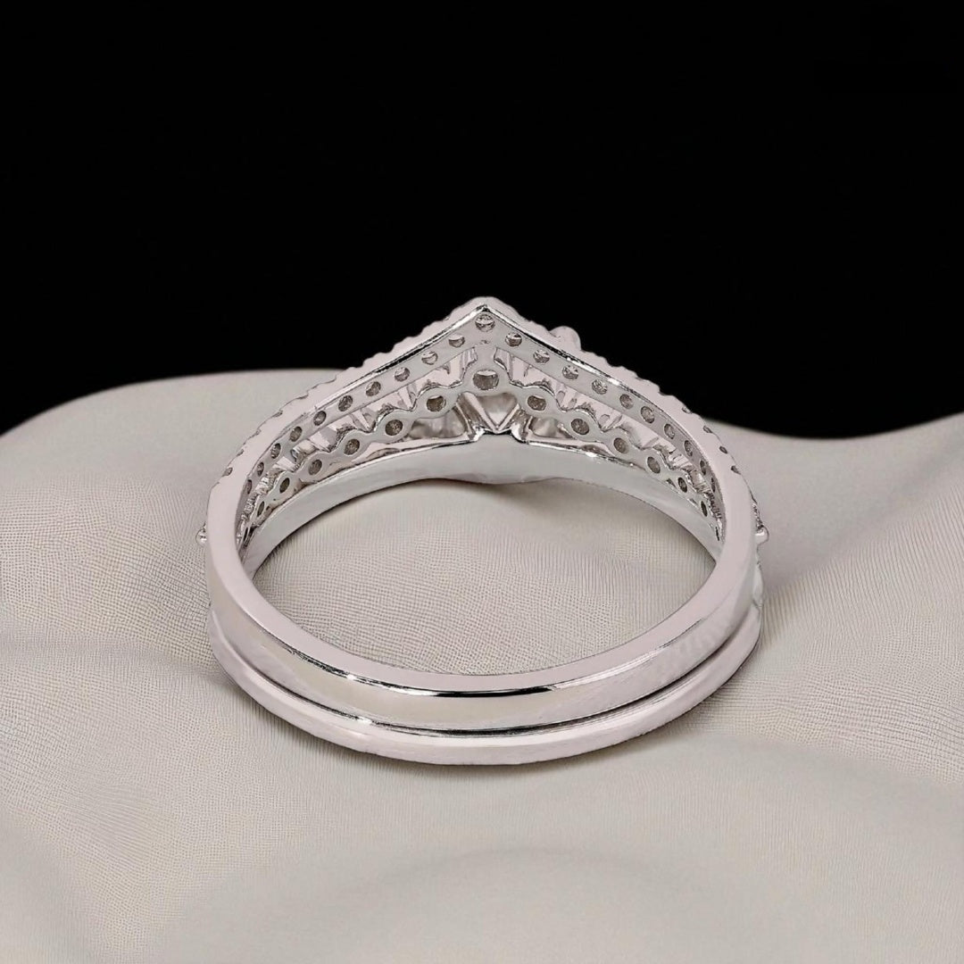 14K Gold Lab Grown Diamond CVD 2CT Round-Cut Three Engagement Rings Set For Her