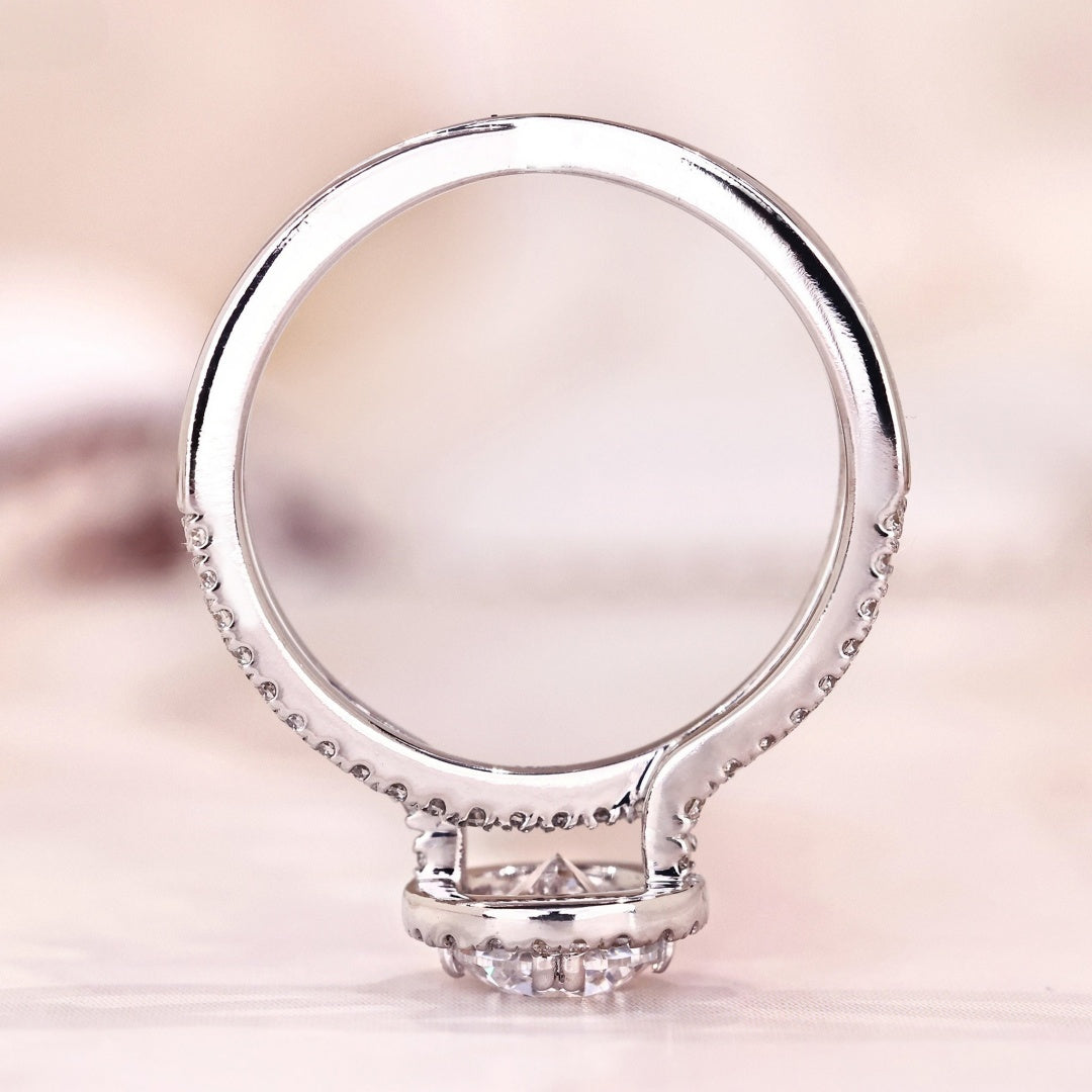 10K Gold Lab Grown Diamond CVD 1CT Round-Cut Crossover Reverse Split Shank Engagement Ring