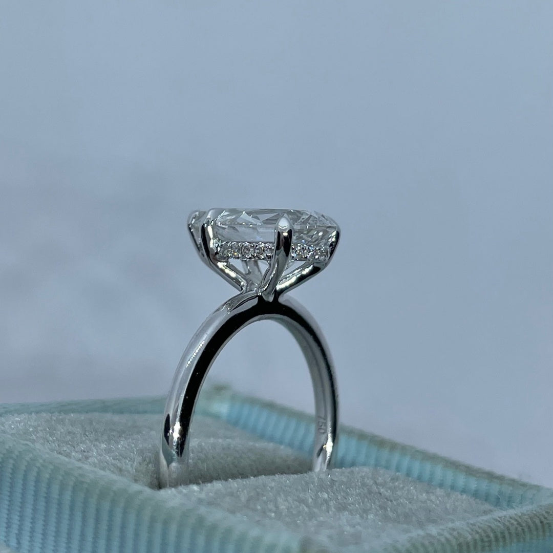 14K Gold Lab Grown Diamond CVD 4CT Pear-Cut Luxury Engagement Ring For Holiday Gift