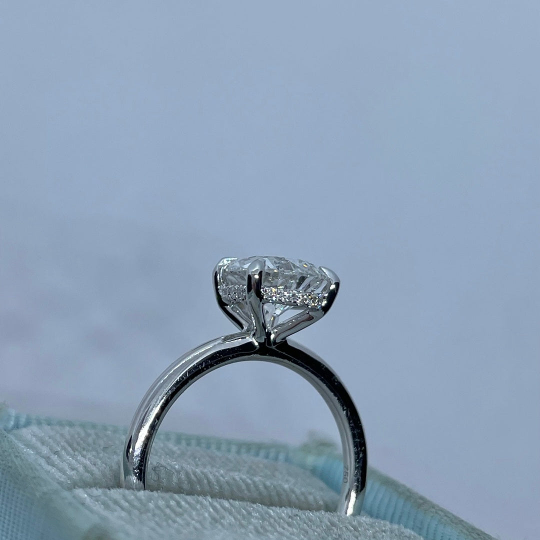 14K Gold Lab Grown Diamond CVD 4CT Pear-Cut Luxury Engagement Ring For Holiday Gift