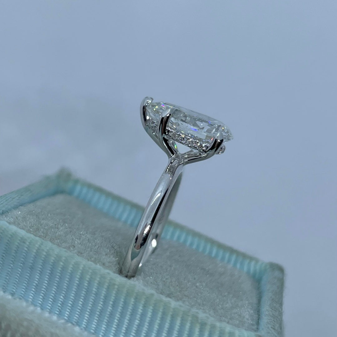 14K Gold Lab Grown Diamond CVD 4CT Pear-Cut Luxury Engagement Ring For Holiday Gift