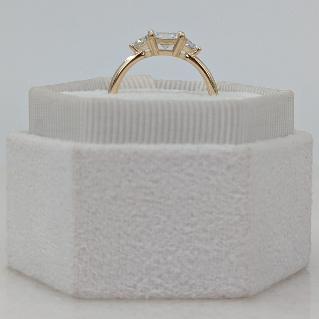 10K Gold Lab Grown Diamond CVD 1CT Princess-Cut Side Triangel Engagement Ring