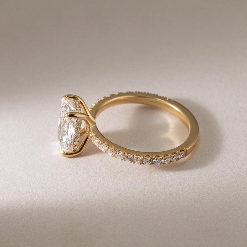 18K Gold Lab Grown Diamond CVD  3CT Radiant Cut Classic Ring