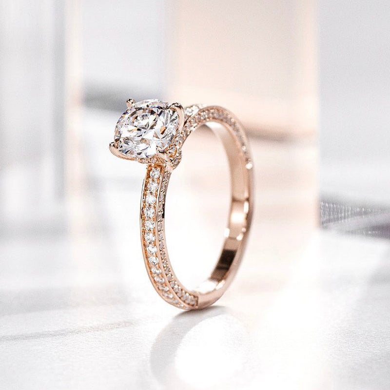 10K Gold Lab Grown Diamond CVD 1CT Round-Cut Vintage Royal Style Engagement Ring