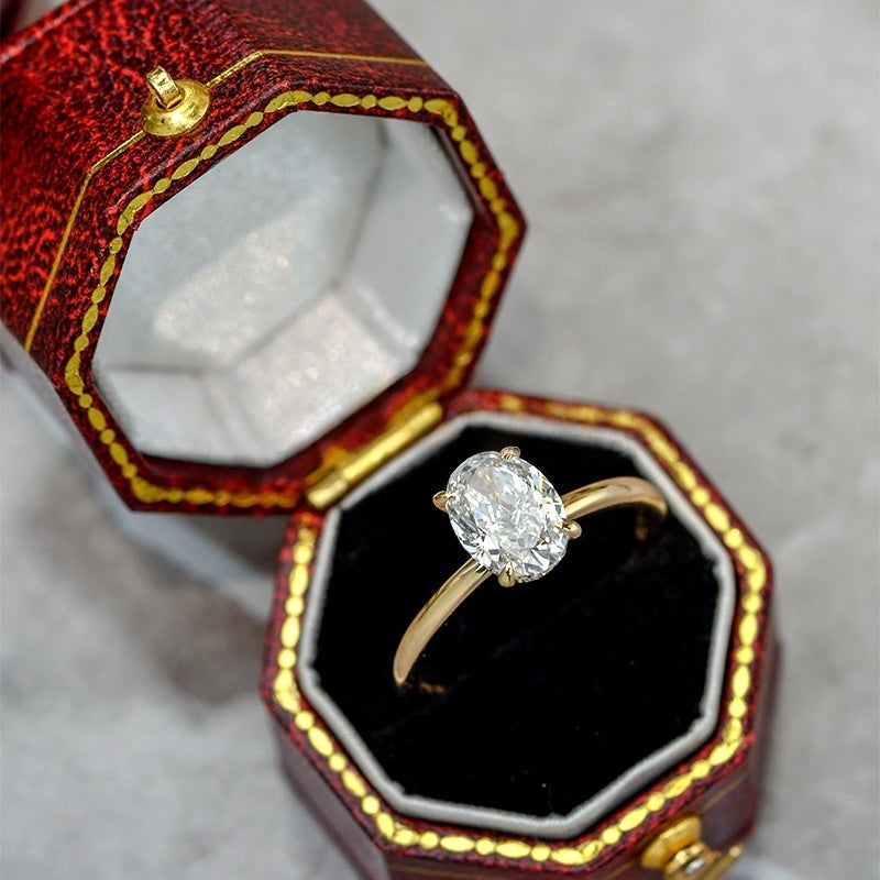 18k Gold Lab Grown Diamond CVD 1CT Oval-Cut Classic Ring