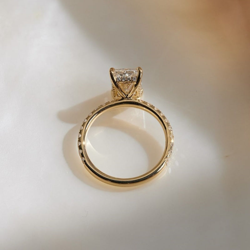 18K Gold Lab Grown Diamond CVD  3CT Radiant Cut Classic Ring