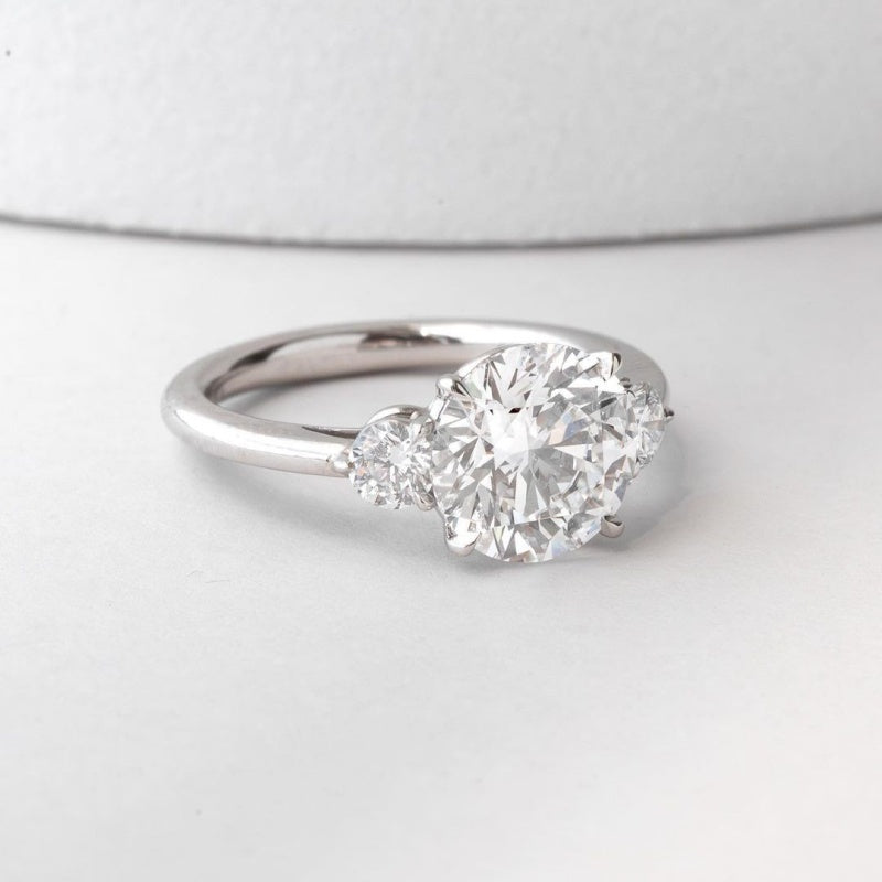 10K Gold Lab Grown Diamond CVD 2CT Round-Cut Classic Three Stone Engagement Ring