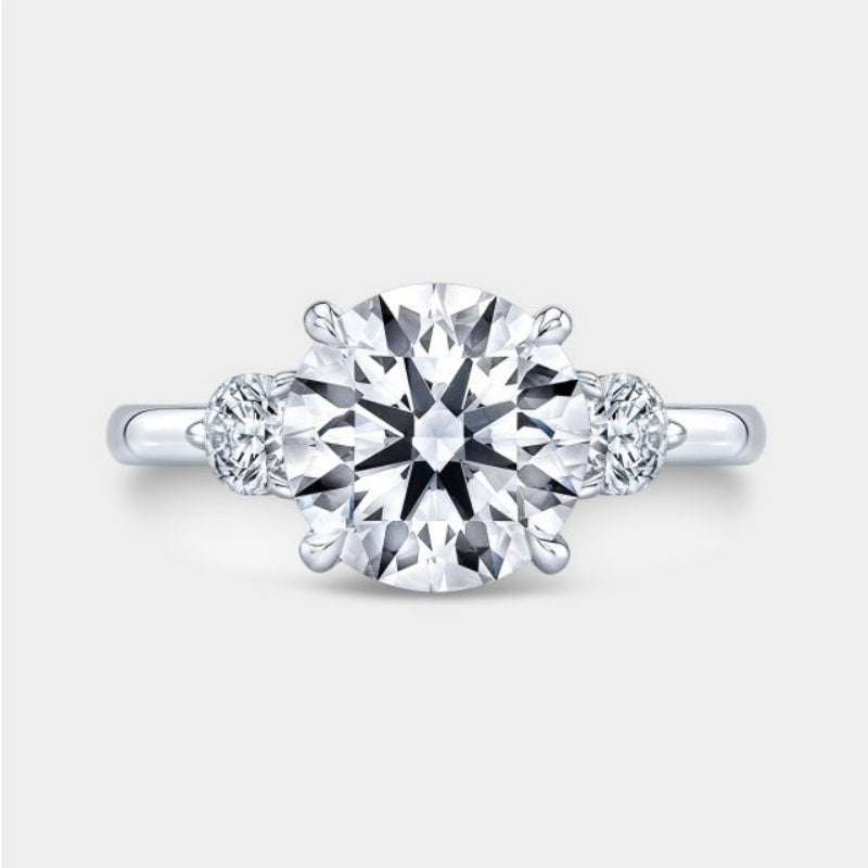 10K Gold Lab Grown Diamond CVD 2CT Round-Cut Classic Three Stone Engagement Ring