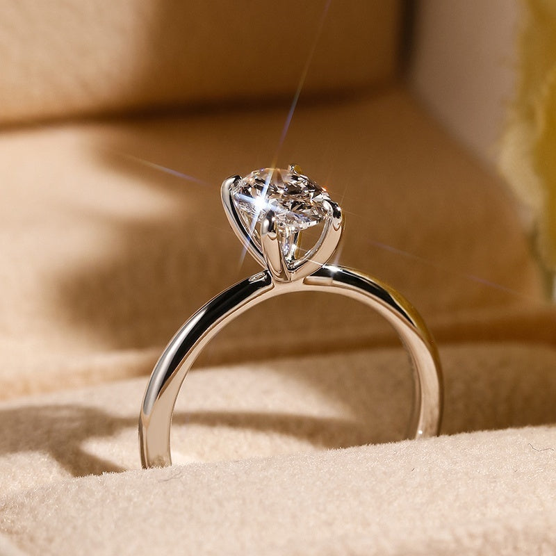 10K Gold Lab Grown Diamond CVD 1.5CT Oval-Cut Classic Four Prong Solitaire Setting Engagement Ring