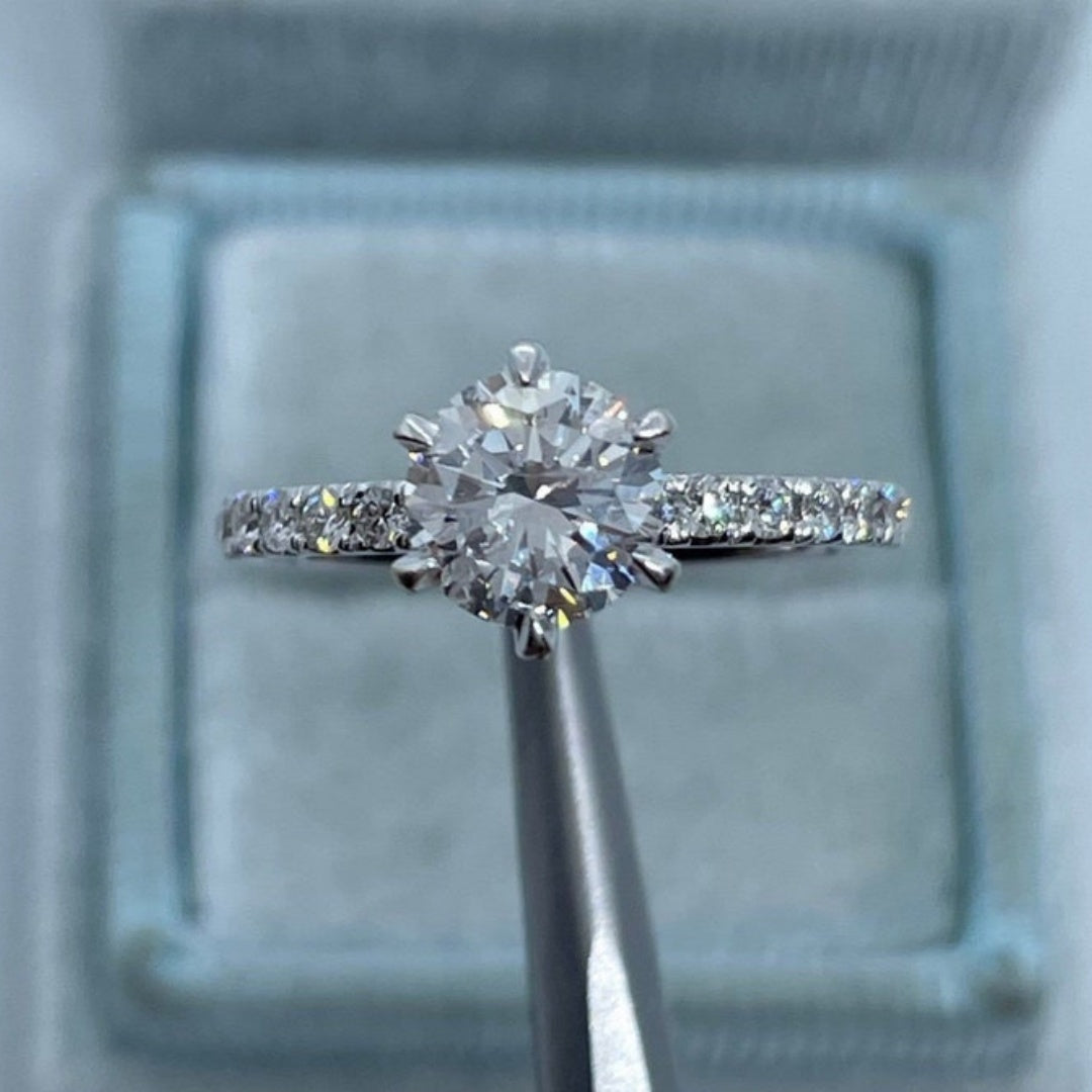 14K Gold Lab Grown Diamond CVD 2CT Round-Cut Six Prong Promise Ring