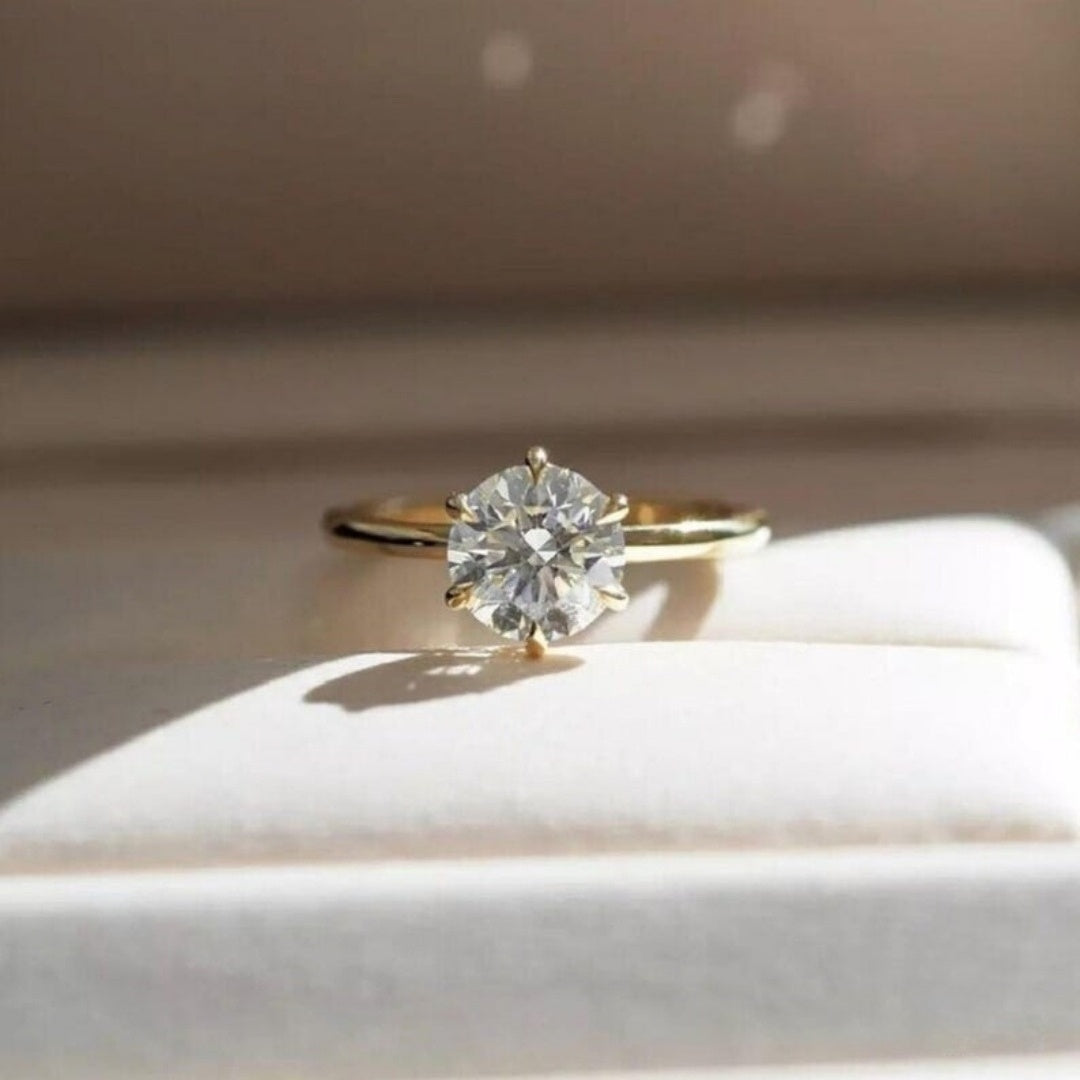 14K Gold Lab Grown Diamond CVD 2CT Round-Cut Solitaire Engagement Ring