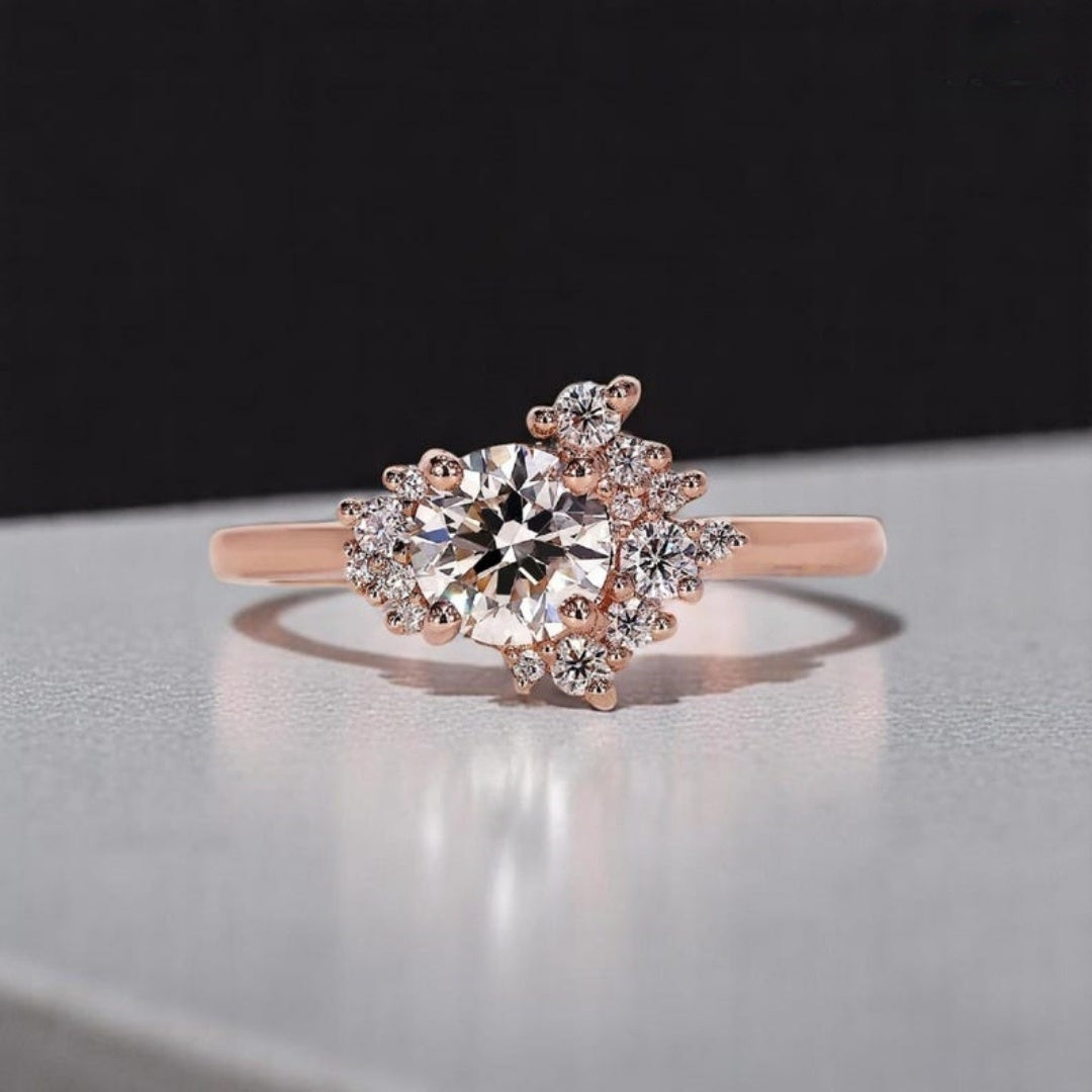 18K Gold Lab Grown Diamond CVD 2CT Round-Cut Simple and Stylish Promise Ring
