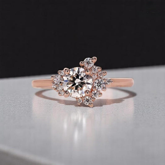 18K Gold Lab Grown Diamond CVD 2CT Round-Cut Simple and Stylish Promise Ring