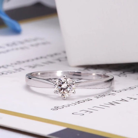 10K Gold Lab Grown Diamond CVD 1CT Round-Cut Classic 6 Prong Design Engagement Ring