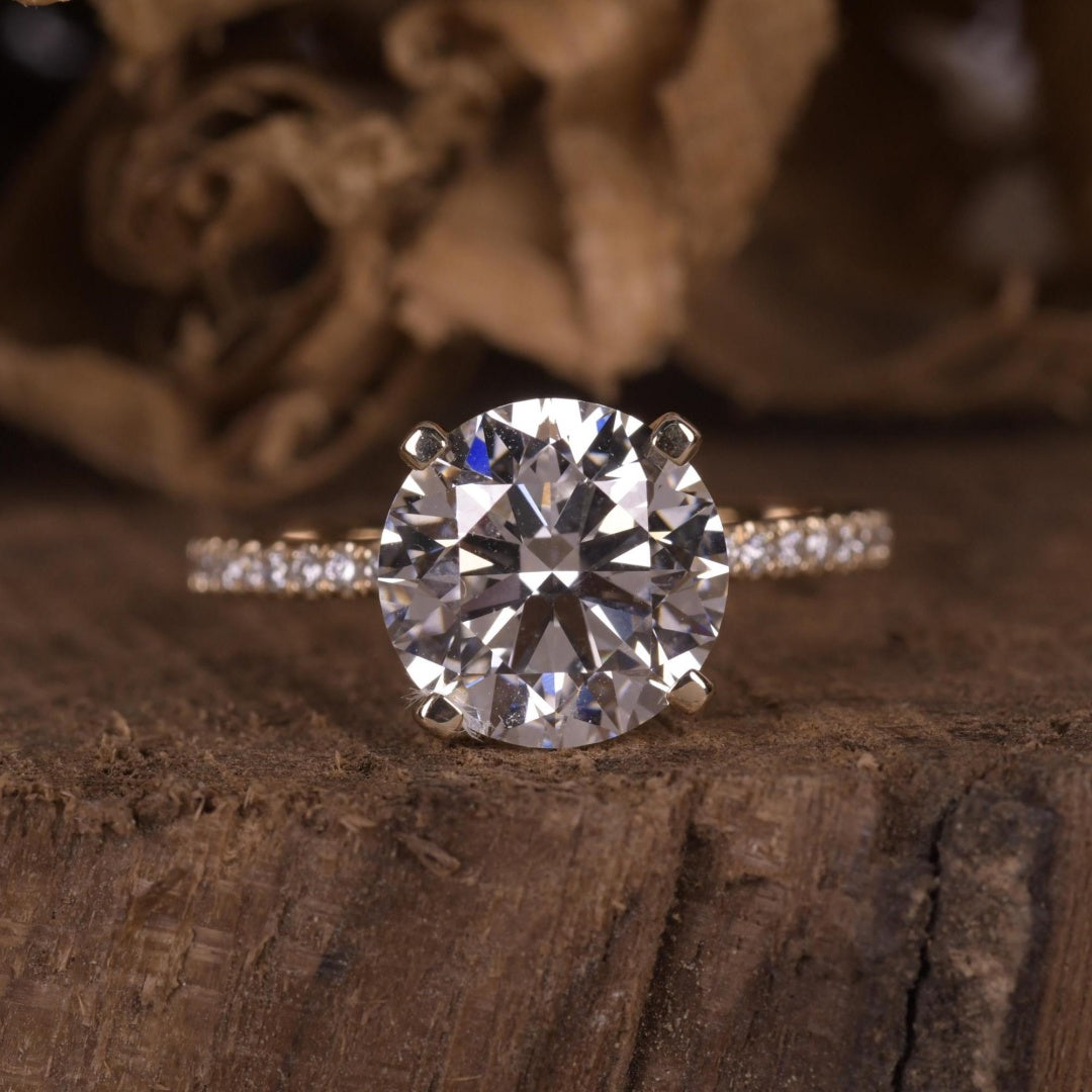 18K Gold Lab Grown Diamond CVD 2.5CT Round-Cut Couple Promise Classic Gift
