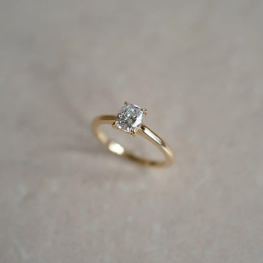 10K Gold Lab Grown Diamond CVD 1CT Cushion-Cut Classic Ring For Birthday Gift