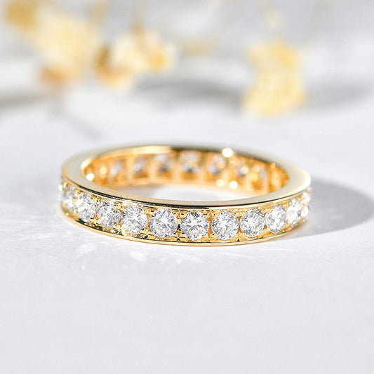 18K Gold Lab Grown Diamond CVD 1CT Round Full Circle Classic Ring For Wedding