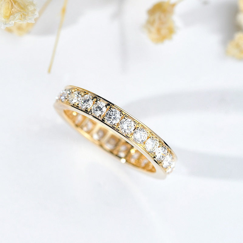 18K Gold Lab Grown Diamond CVD 1CT Round Full Circle Classic Ring For Wedding