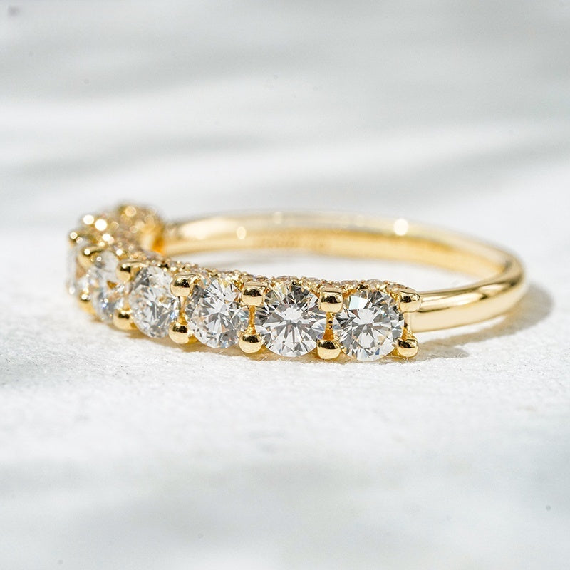 10K Gold Lab Grown Diamond CVD 1.5CT Round-Cut Eight Stone Engagement Ring