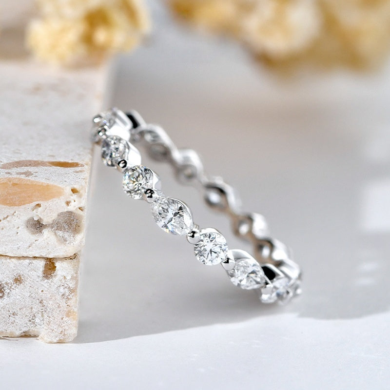 10K Gold Lab Grown Diamond CVD Round-Cut Full Circle Classic Ring For Daily Wear