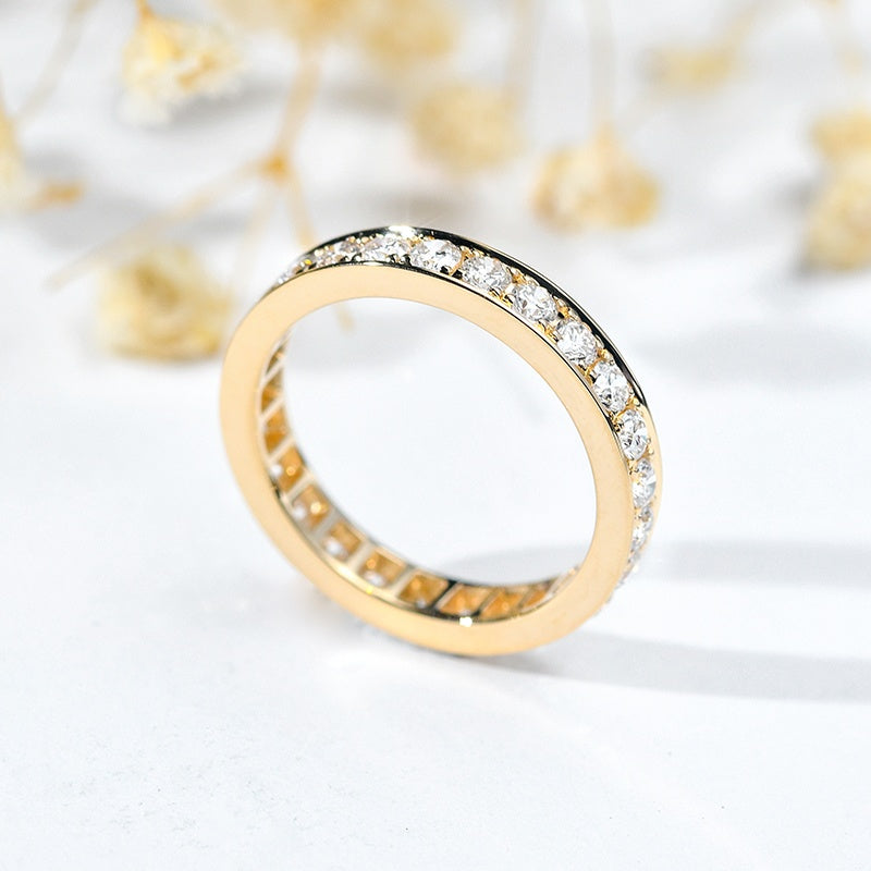 18K Gold Lab Grown Diamond CVD 1CT Round Full Circle Classic Ring For Wedding