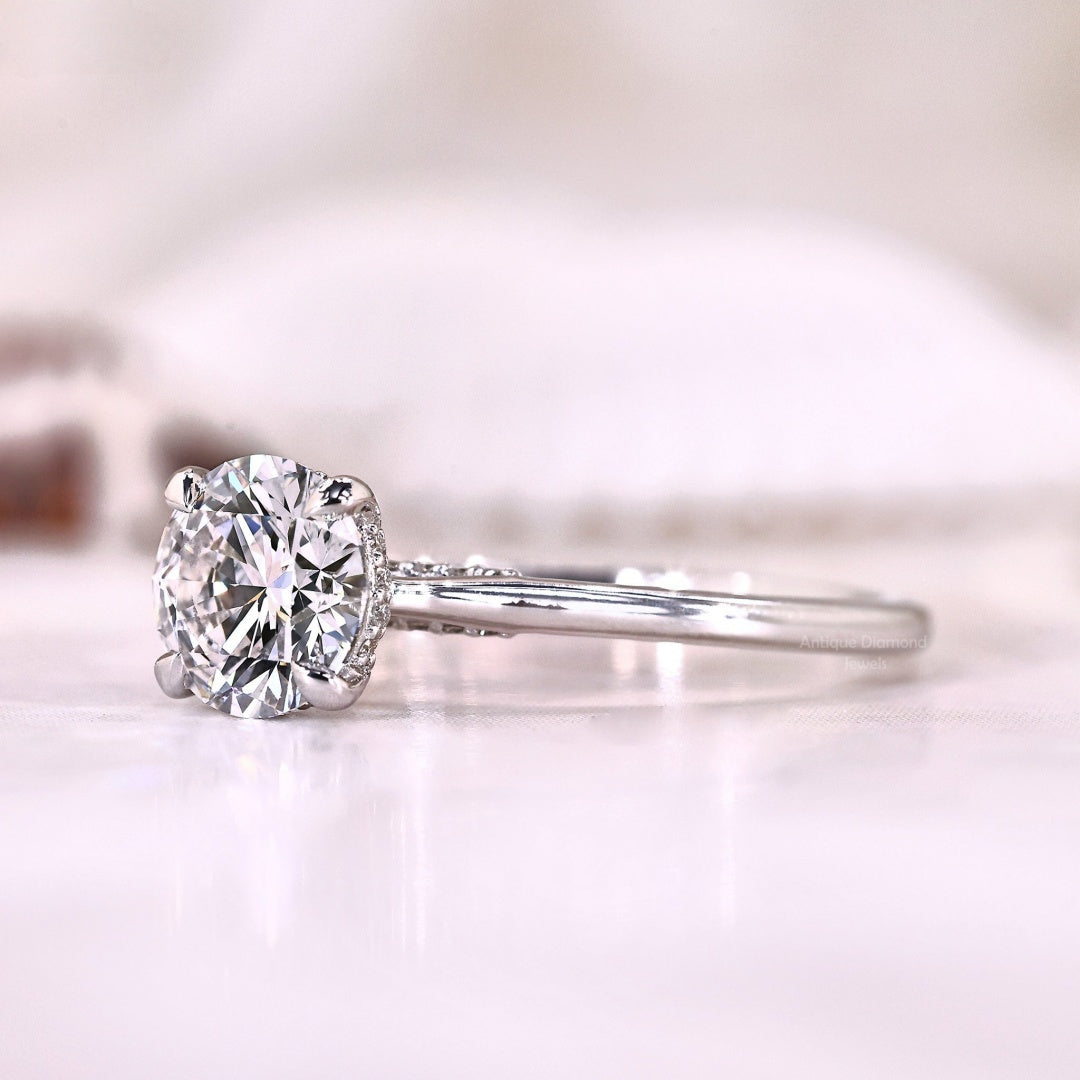 10K Gold Lab Grown Diamond CVD 1CT Round-Cut Four Prong Classic Ring