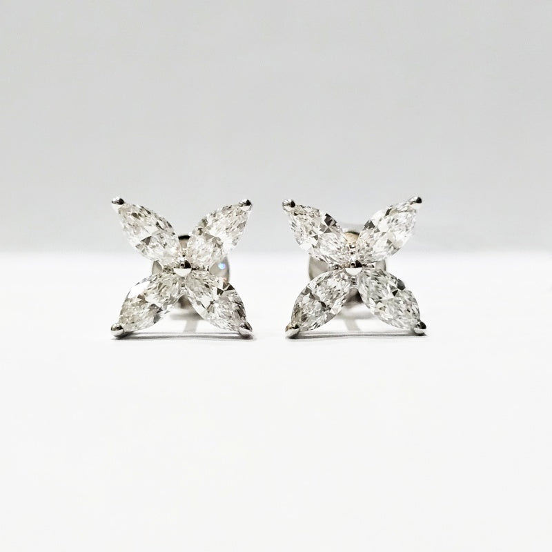 Platinum PT950 Lab Grown Diamond CVD Vintage Earrings As a Gift For Women