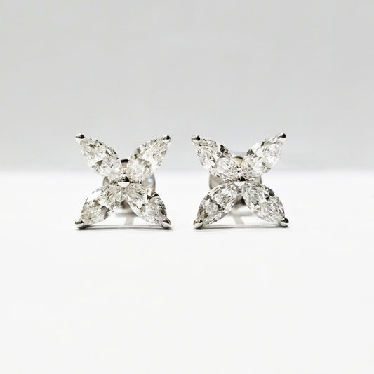 Platinum PT950 Lab Grown Diamond CVD Vintage Earrings As a Gift For Women