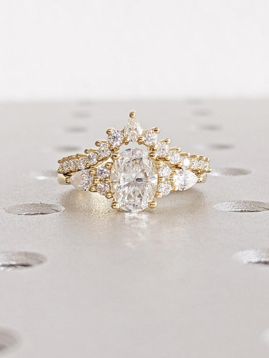 18K Gold Lab Grown Diamond CVD   2CT Oval-Cut European and American style Holiday gift