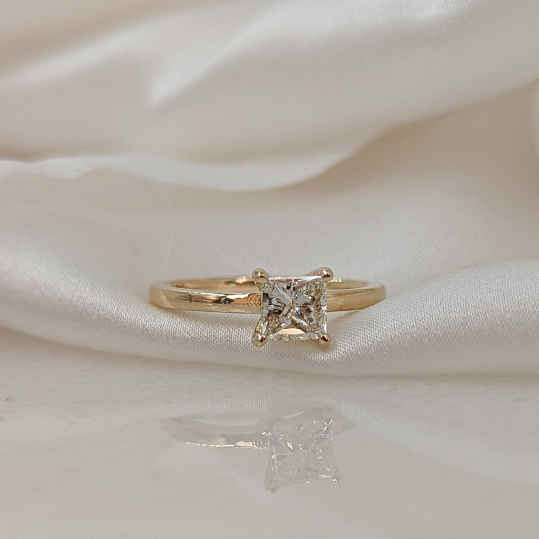 10K Gold Lab Grown Diamond CVD 1CT Princess-Cut Classic Ring Small Exquisite and Simple