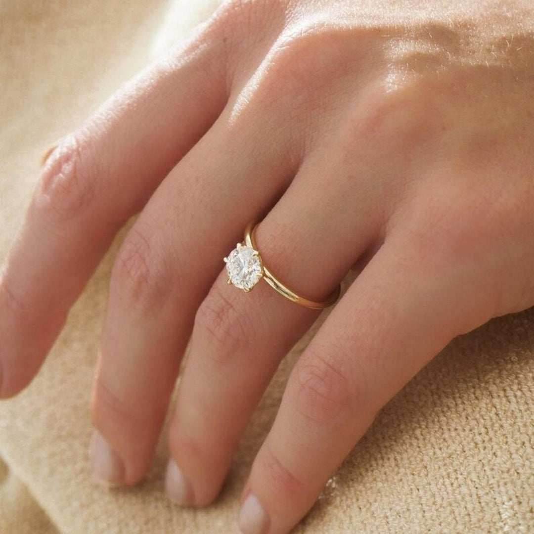 14K Gold Lab Grown Diamond CVD 2CT Round-Cut Solitaire Engagement Ring