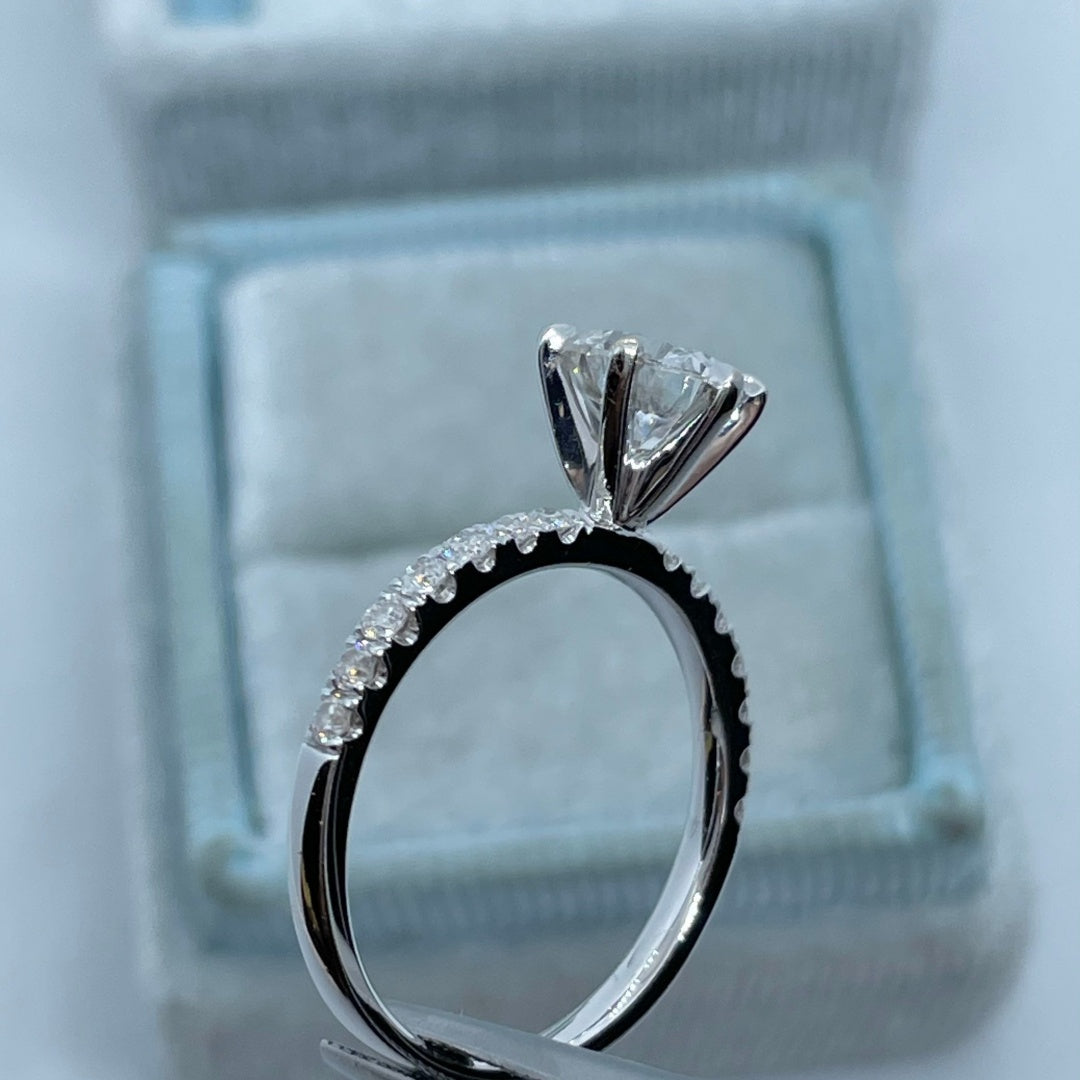 14K Gold Lab Grown Diamond CVD 2CT Round-Cut Six Prong Promise Ring