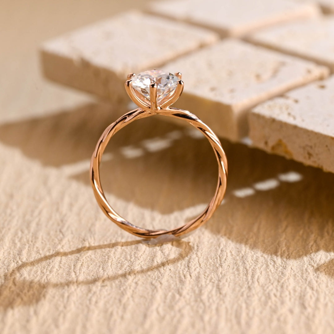 18k Gold Lab Grown Diamond CVD 3CT Round-Cut Birthday Gift for Women