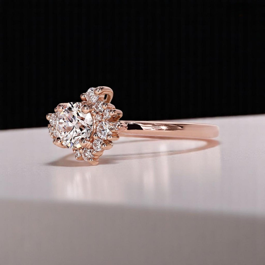 18K Gold Lab Grown Diamond CVD 2CT Round-Cut Simple and Stylish Promise Ring