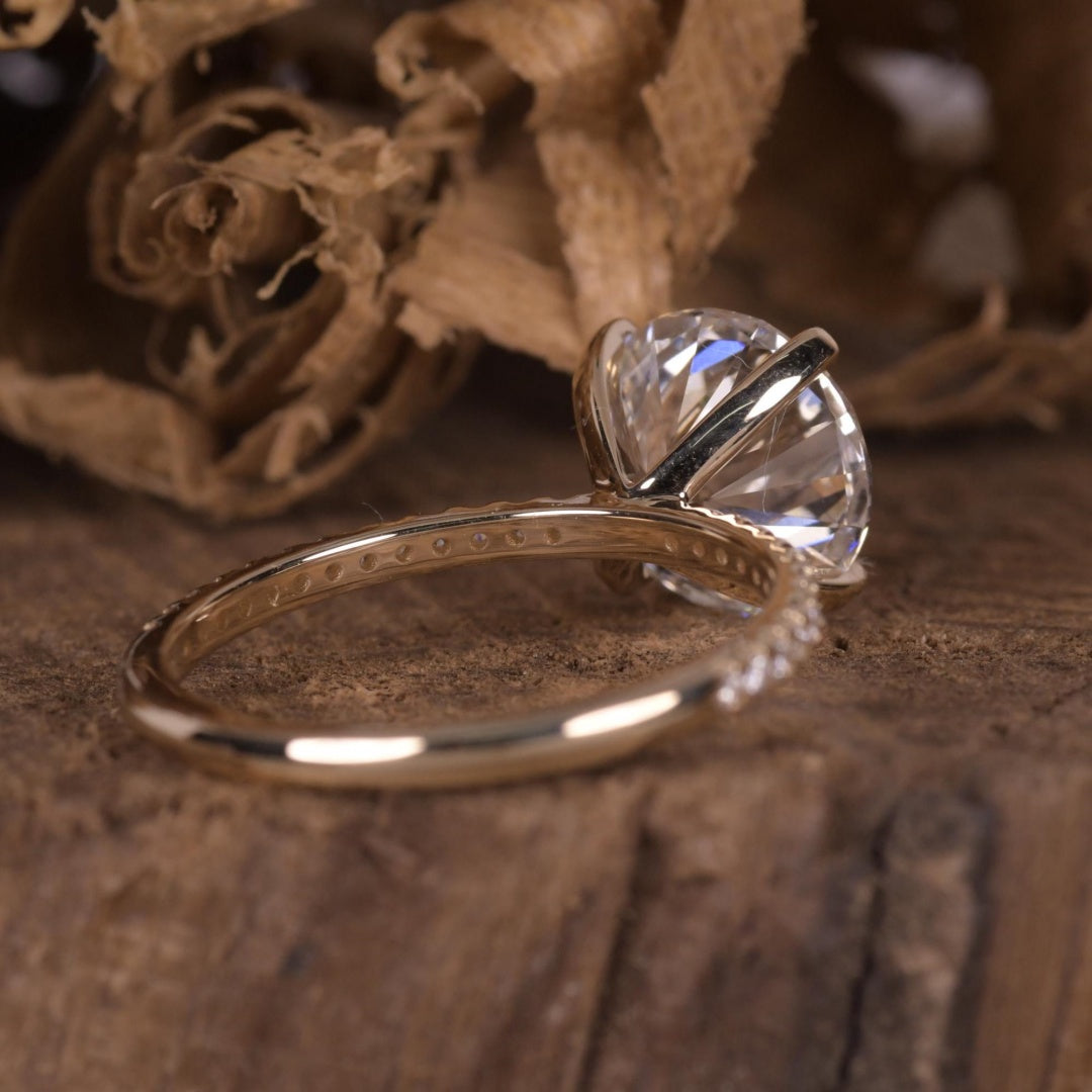 18K Gold Lab Grown Diamond CVD 2.5CT Round-Cut Couple Promise Classic Gift