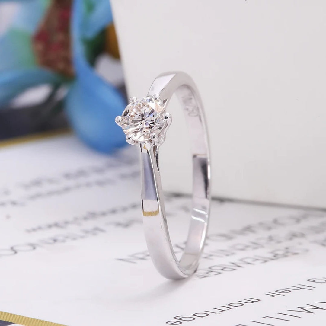 10K Gold Lab Grown Diamond CVD 1CT Round-Cut Classic 6 Prong Design Engagement Ring