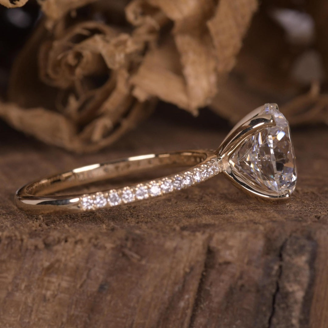 18K Gold Lab Grown Diamond CVD 2.5CT Round-Cut Couple Promise Classic Gift