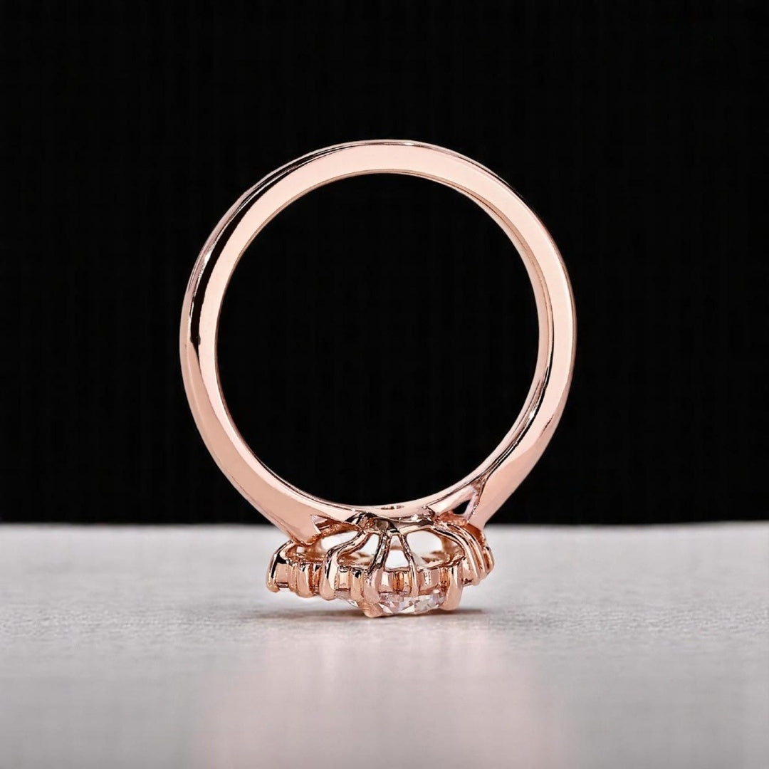 18K Gold Lab Grown Diamond CVD 2CT Round-Cut Simple and Stylish Promise Ring