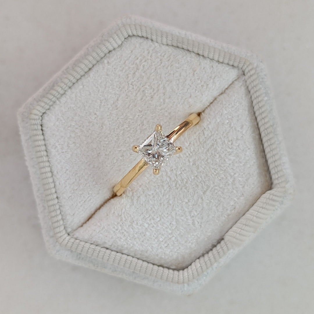 10K Gold Lab Grown Diamond CVD 1CT Princess-Cut Classic Ring Small Exquisite and Simple