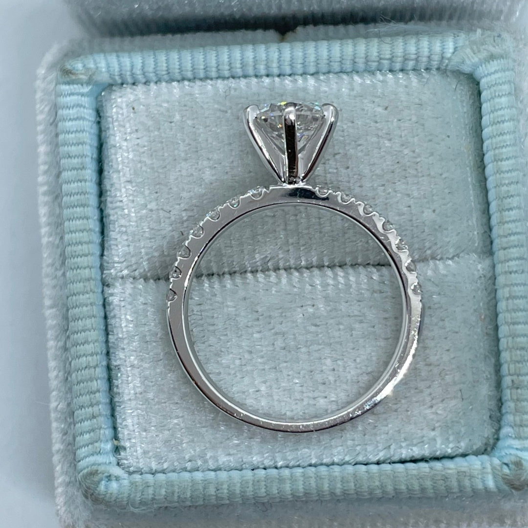 14K Gold Lab Grown Diamond CVD 2CT Round-Cut Six Prong Promise Ring