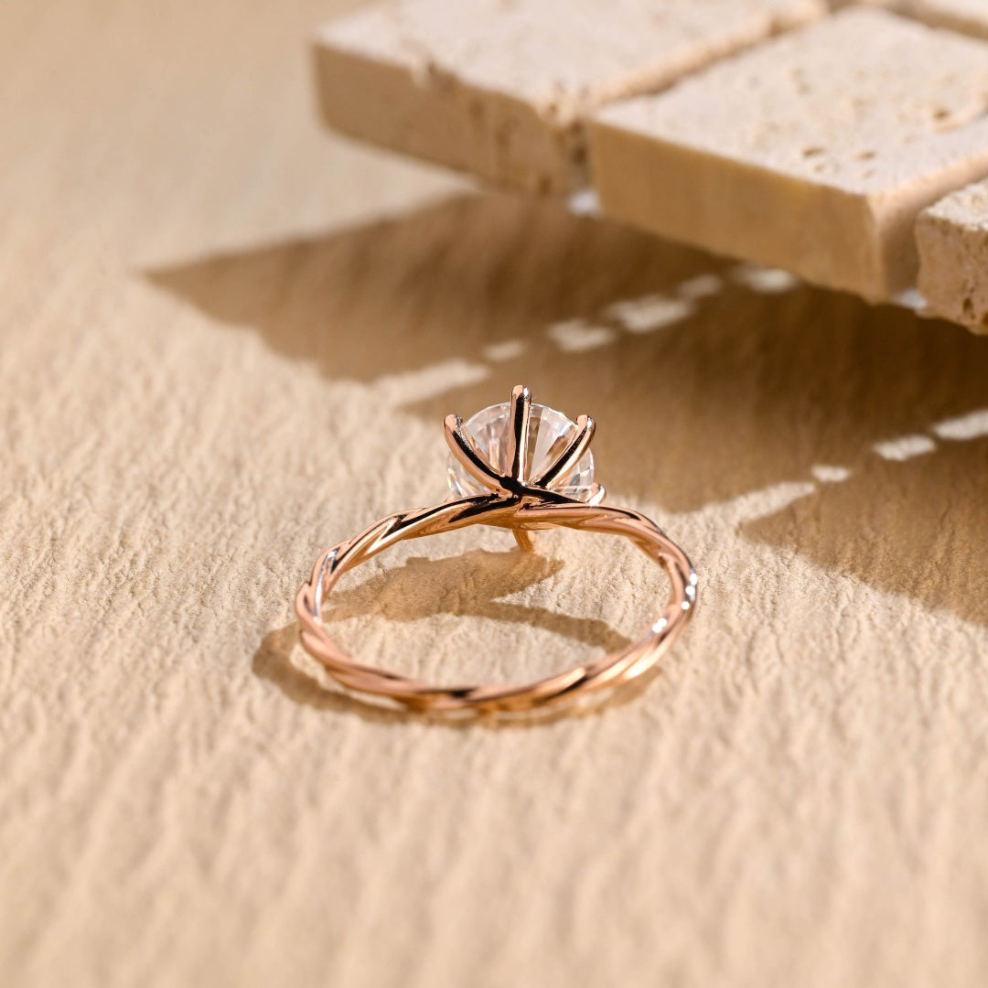 18k Gold Lab Grown Diamond CVD 3CT Round-Cut Birthday Gift for Women