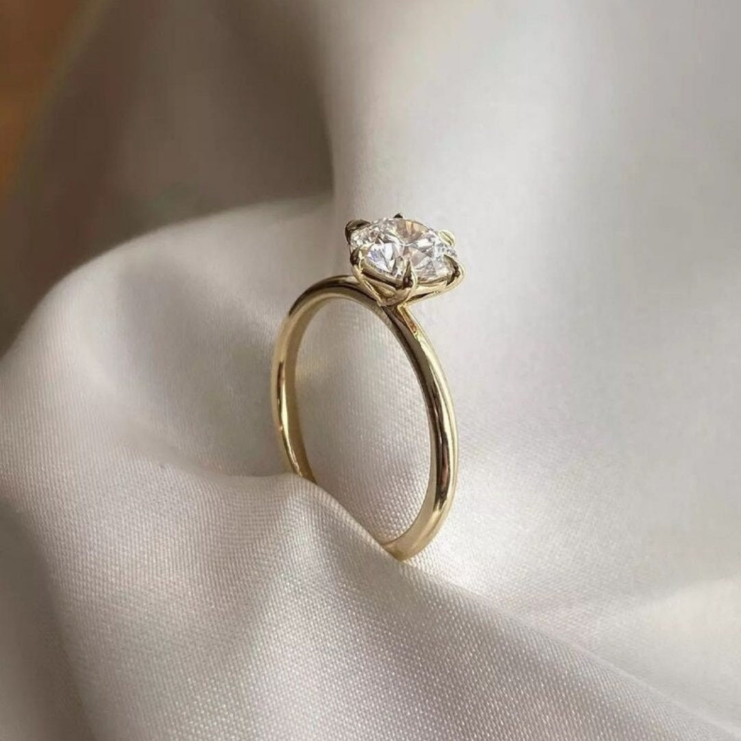 14K Gold Lab Grown Diamond CVD 2CT Round-Cut Solitaire Engagement Ring