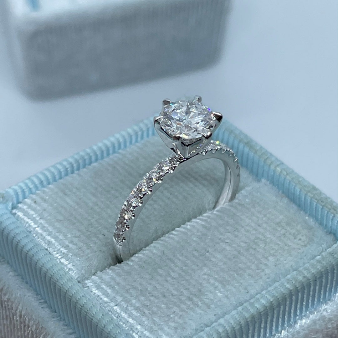 14K Gold Lab Grown Diamond CVD 2CT Round-Cut Six Prong Promise Ring
